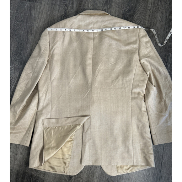 Jos A Bank 46L Silk Camel Hair Blend Gold Toned Herringbone Jacket - Picture 8 of 8